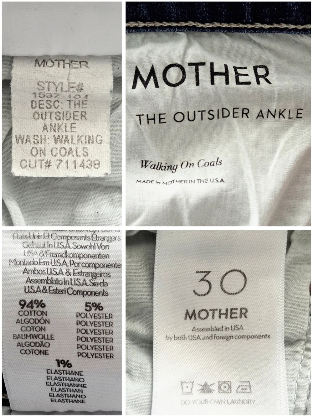 MOTHER The Outsider Ankle Jeans, Walking On Coals Wash, Size 30 - Picture 13 of 16